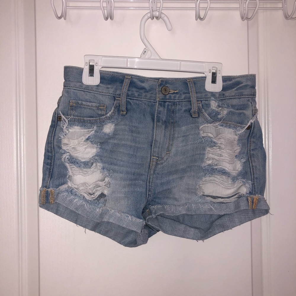 Light wash denim shorts